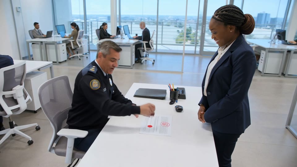Visa Services South Africa - visa officer stamping an approved visa document